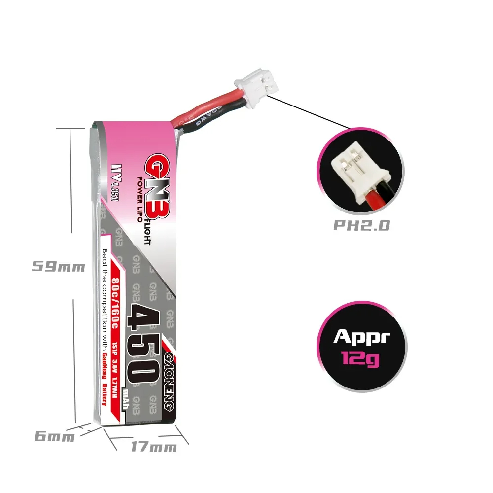 2pcs new GNB 2S 7.6V 450mAh 80 - Drone Racing Charger recension och pris